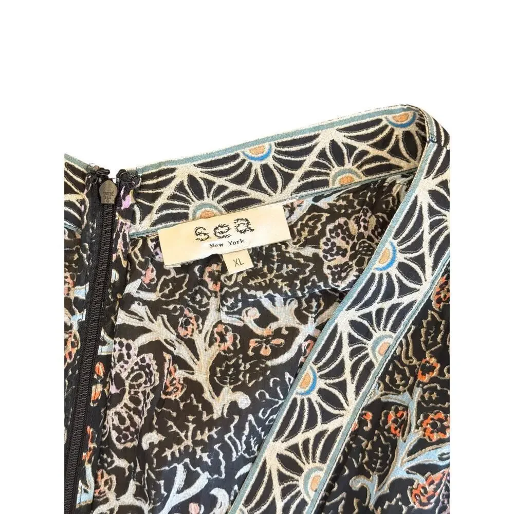 Sea New York Boho Floral Dress Size XL - Designer Mixed Print Cotton Dress - Picture 8 of 14